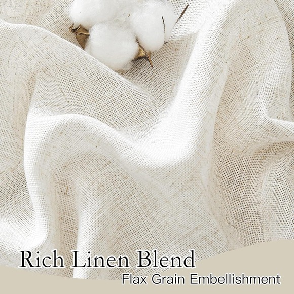 2 Flax Linen Blend Curtain Panels, Each 52"W x 90"L, Semi-Sheer, Light Filtering - Picture 3 of 8